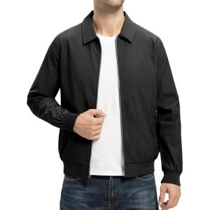 imageTBMPOY Mens Lightweight Jackets Casual Stylish Windbreakers for Men Light Track Jacket Laydown Collar Fall Golf CoatsBlack