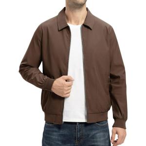 imageTBMPOY Mens Lightweight Jackets Casual Stylish Windbreakers for Men Light Track Jacket Laydown Collar Fall Golf CoatsDark Coffee