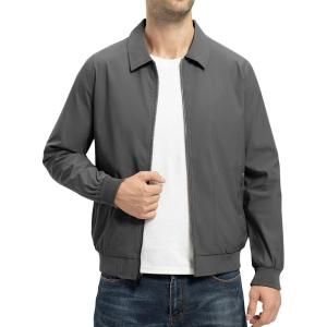 imageTBMPOY Mens Lightweight Jackets Casual Stylish Windbreakers for Men Light Track Jacket Laydown Collar Fall Golf CoatsDark Grey