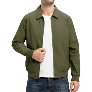 imageTBMPOY Mens Lightweight Jackets Casual Stylish Windbreakers for Men Light Track Jacket Laydown Collar Fall Golf CoatsGreen