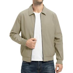 imageTBMPOY Mens Lightweight Jackets Casual Stylish Windbreakers for Men Light Track Jacket Laydown Collar Fall Golf CoatsKhaki
