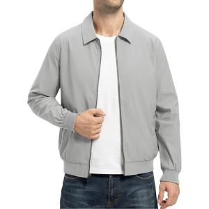 imageTBMPOY Mens Lightweight Jackets Casual Stylish Windbreakers for Men Light Track Jacket Laydown Collar Fall Golf CoatsLight Grey