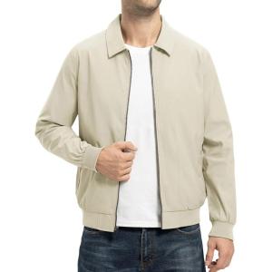 imageTBMPOY Mens Lightweight Jackets Casual Stylish Windbreakers for Men Light Track Jacket Laydown Collar Fall Golf CoatsLight Khaki