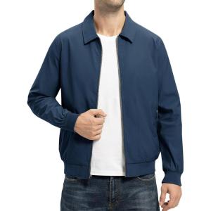 imageTBMPOY Mens Lightweight Jackets Casual Stylish Windbreakers for Men Light Track Jacket Laydown Collar Fall Golf CoatsNavy