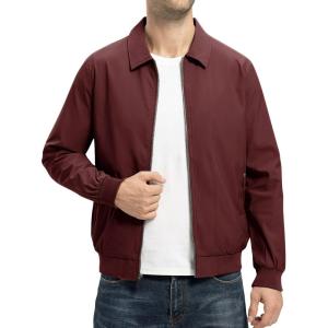imageTBMPOY Mens Lightweight Jackets Casual Stylish Windbreakers for Men Light Track Jacket Laydown Collar Fall Golf CoatsWine Red