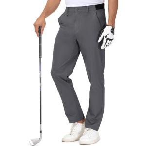 imageTBMPOY Mens Stretch Golf Pants with 4 Pockets Quick Dry Lightweight Summer Work Casual Pant Trousers for Men Travel Dark Grey 34
