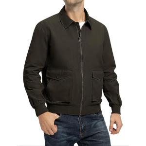 imageTBMPOY Mens Work Jackets Cotton Fall Coats Full Zip Warm Windbreaker Spring Collar Jacket Casual Work OutwearDark Brownlight