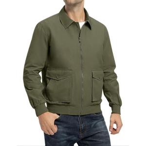 imageTBMPOY Mens Work Jackets Cotton Fall Coats Full Zip Warm Windbreaker Spring Collar Jacket Casual Work OutwearGreenlight