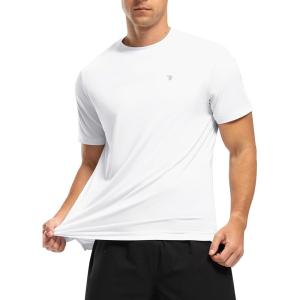 imageTBMPOY Mens Workout Dry Fit TShirt Quick Dry UPF 50 Athletic Shirt Moisture Wicking Lightweight Top Running ActivewearWhite