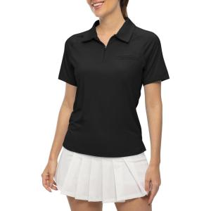 imageTBMPOY Womens Golf Polo Shirts Short Sleeve UPF 50 Dry Fit Athletic Tennis TShirts Zip Up Athletic Sports ShirtBlack