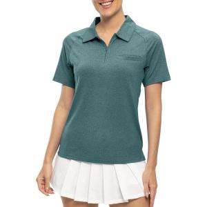 imageTBMPOY Womens Golf Polo Shirts Short Sleeve UPF 50 Dry Fit Athletic Tennis TShirts Zip Up Athletic Sports ShirtBlue