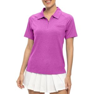 imageTBMPOY Womens Golf Polo Shirts Short Sleeve UPF 50 Dry Fit Athletic Tennis TShirts Zip Up Athletic Sports ShirtDeep Rose
