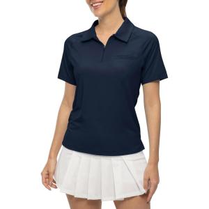 imageTBMPOY Womens Golf Polo Shirts Short Sleeve UPF 50 Dry Fit Athletic Tennis TShirts Zip Up Athletic Sports ShirtNavy