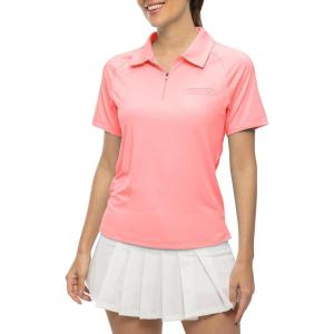 imageTBMPOY Womens Golf Polo Shirts Short Sleeve UPF 50 Dry Fit Athletic Tennis TShirts Zip Up Athletic Sports ShirtPink