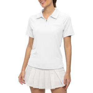 imageTBMPOY Womens Golf Polo Shirts Short Sleeve UPF 50 Dry Fit Athletic Tennis TShirts Zip Up Athletic Sports ShirtWhite