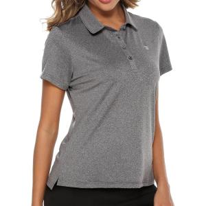 imageTBMPOY Womens Golf Polo Short Sleeve Shirts Lightweight Moisture Wicking Collared T Shirt Quick Dry 4ButtonA5dark Grey
