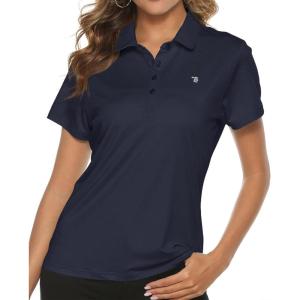 imageTBMPOY Womens Golf Polo Short Sleeve Shirts Lightweight Moisture Wicking Collared T Shirt Quick Dry 4ButtonA6navy