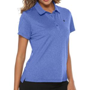 imageTBMPOY Womens Golf Polo Short Sleeve Shirts Lightweight Moisture Wicking Collared T Shirt Quick Dry 4ButtonA8dark Blue