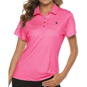 imageTBMPOY Womens Golf Polo Short Sleeve Shirts Lightweight Moisture Wicking Collared T Shirt Quick Dry 4ButtonA9rose Red
