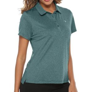 imageTBMPOY Womens Golf Polo Short Sleeve Shirts Lightweight Moisture Wicking Collared T Shirt Quick Dry 4ButtonB12blue Green