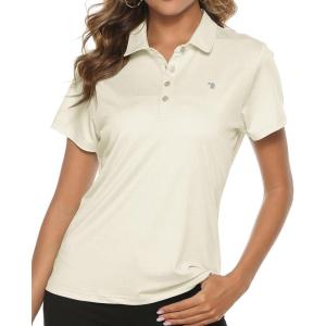 imageTBMPOY Womens Golf Polo Short Sleeve Shirts Lightweight Moisture Wicking Collared T Shirt Quick Dry 4ButtonC14eggnog