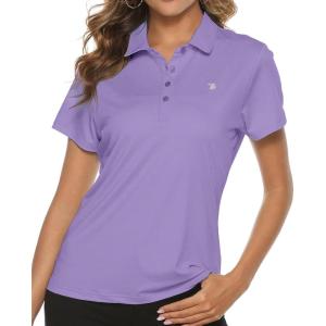 imageTBMPOY Womens Golf Polo Short Sleeve Shirts Lightweight Moisture Wicking Collared T Shirt Quick Dry 4ButtonD26taro Purple