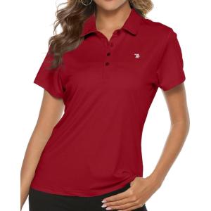 imageTBMPOY Womens Golf Polo Short Sleeve Shirts Lightweight Moisture Wicking Collared T Shirt Quick Dry 4ButtonD27wine Red