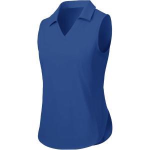 imageTBMPOY Womens Golf Sleeveless Polo Collared Tennis Tank Tops Shirts UPF 50 Sun Protection Quick Dry AthleticBlue