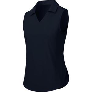 imageTBMPOY Womens Golf Sleeveless Polo Collared Tennis Tank Tops Shirts UPF 50 Sun Protection Quick Dry AthleticNavy Blue