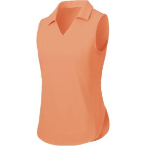 imageTBMPOY Womens Golf Sleeveless Polo Collared Tennis Tank Tops Shirts UPF 50 Sun Protection Quick Dry AthleticPink