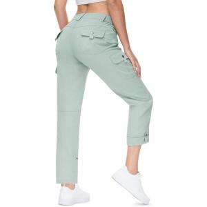 imageTBMPOY Womens Hiking Pants Quick Dry Convertible Lightweight Roll Up Cargo Pockets Travel Essentials Waterproof WorkBlue