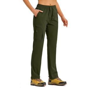 imageTBMPOY Womens Hiking Pants Water Resistant Lightweight Quick Dry Cargo Travel Fishing Work Camping Pant with 4 PocketsArmy Green