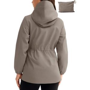 imageTBMPOY Womens Lightweight Rain Long Jackets Packable with Hooded Outdoor Hiking Waterproof Windbreaker Raincoats TravelGray