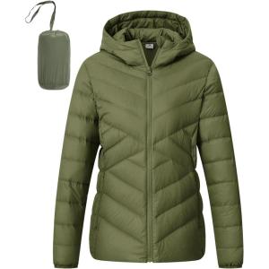 imageTBMPOY Womens Packable Down Jacket Lightweight Winter Puffer Jacket Hooded Warm Coat Waterproof Quilted Thermal JacketsArmy Green