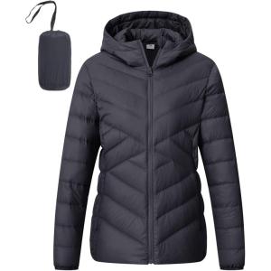 imageTBMPOY Womens Packable Down Jacket Lightweight Winter Puffer Jacket Hooded Warm Coat Waterproof Quilted Thermal JacketsNavy