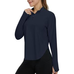 imageTBMPOY Womens Sun Shirt 14 Zipper Long Sleeve UPF 50 Sun Protection Clothing UV SPF Hiking OutdoorNavy Blue