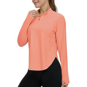 imageTBMPOY Womens Sun Shirt 14 Zipper Long Sleeve UPF 50 Sun Protection Clothing UV SPF Hiking OutdoorPink