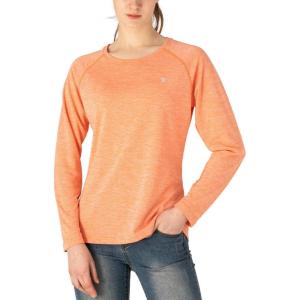 imageTBMPOY Womens UPF 50 Sun Protection Long Sleeve Shirts SPF Lightweight Hiking Running Fishing Outdoor Tops10dark Orange