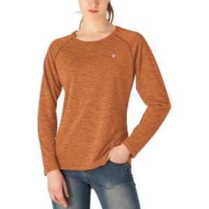 imageTBMPOY Womens UPF 50 Sun Protection Long Sleeve Shirts SPF Lightweight Hiking Running Fishing Outdoor Tops9orange