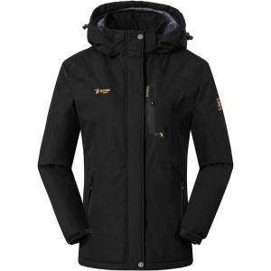 imageTBMPOY Womens Waterproof Ski Snow Jackets Warm Winter Coats Fleece Lined Hooded Rain Windbreaker Jacket for Snowboarding