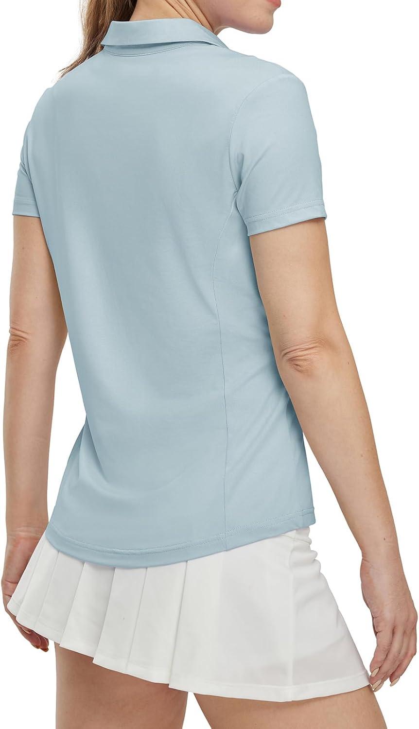 imageTBMPOY Womens Golf Polo Shirts Short Sleeve VNeck Tennis Shirts Quick Dry UPF 50 Sun Protection Collared ShirtGrey