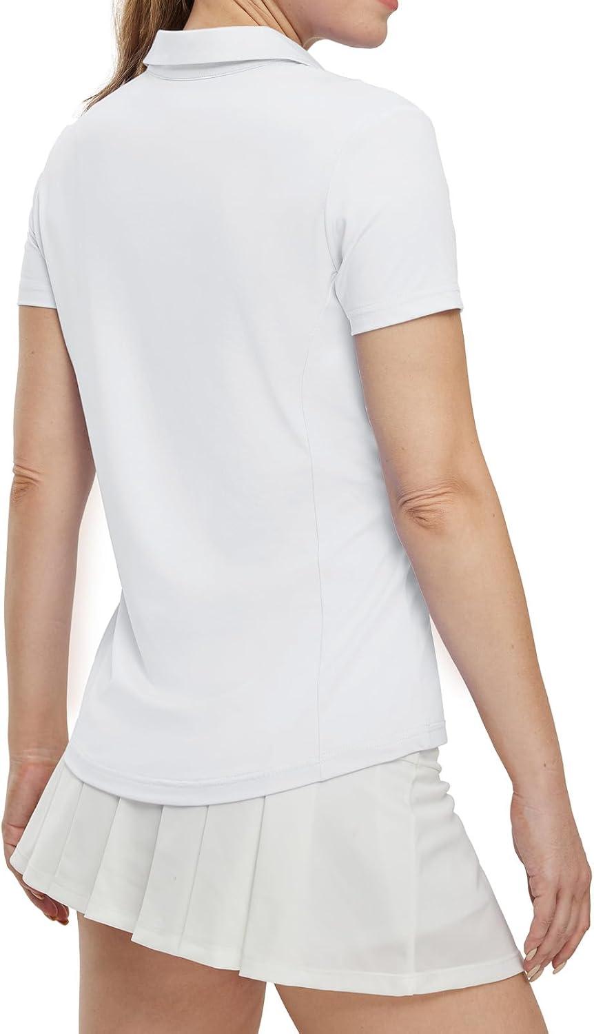 imageTBMPOY Womens Golf Polo Shirts Short Sleeve VNeck Tennis Shirts Quick Dry UPF 50 Sun Protection Collared ShirtWhite