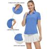 imageTBMPOY Womens Golf Polo Shirts Short Sleeve VNeck Tennis Shirts Quick Dry UPF 50 Sun Protection Collared ShirtDark Blue