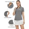 imageTBMPOY Womens Golf Polo Shirts Short Sleeve VNeck Tennis Shirts Quick Dry UPF 50 Sun Protection Collared ShirtDark Grey