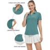 imageTBMPOY Womens Golf Polo Shirts Short Sleeve VNeck Tennis Shirts Quick Dry UPF 50 Sun Protection Collared ShirtGrey Green