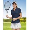 imageTBMPOY Womens Golf Polo Shirts Short Sleeve VNeck Tennis Shirts Quick Dry UPF 50 Sun Protection Collared ShirtNavy Blue
