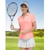 imageTBMPOY Womens Golf Polo Shirts Short Sleeve VNeck Tennis Shirts Quick Dry UPF 50 Sun Protection Collared ShirtPink