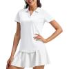 imageTBMPOY Womens Golf Polo Shirts Short Sleeve VNeck Tennis Shirts Quick Dry UPF 50 Sun Protection Collared ShirtWhite