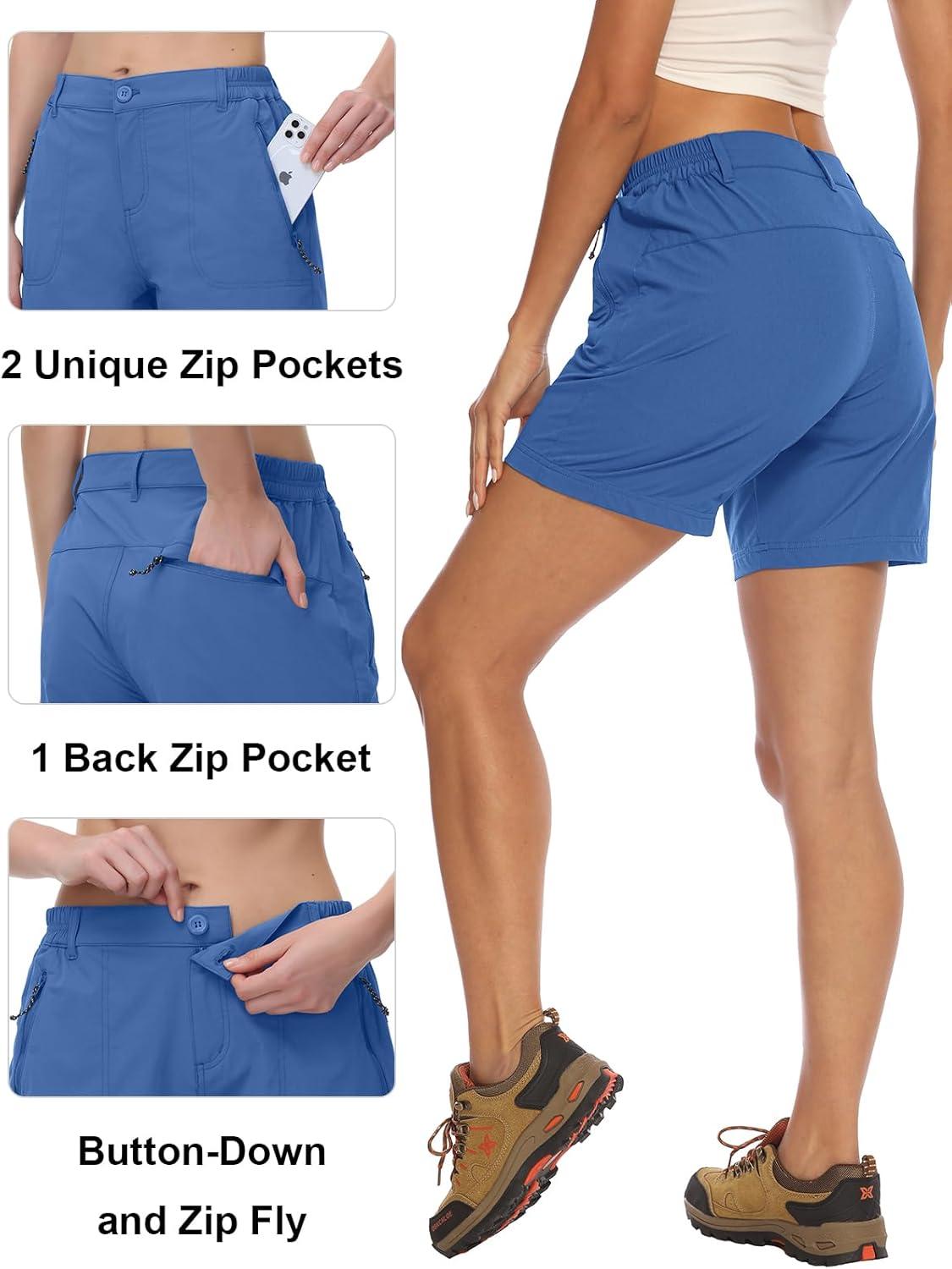 imageTBMPOY Womens 6quot Hiking Cargo Shorts Quick Dry with Pockets Work Golf Short Lightweight Outdoor Active Summer for Women6deep Lake Blue