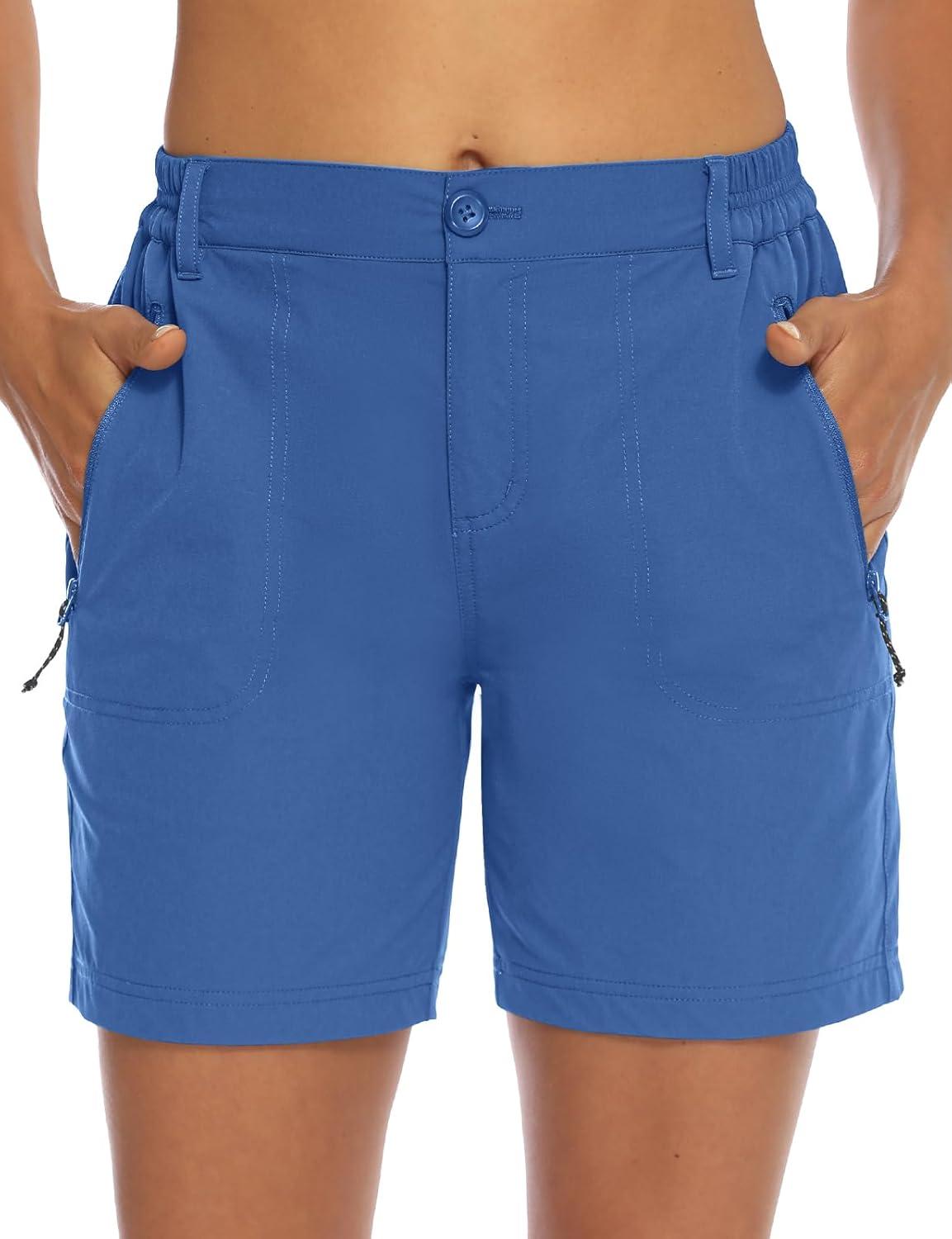 imageTBMPOY Womens 6quot Hiking Cargo Shorts Quick Dry with Pockets Work Golf Short Lightweight Outdoor Active Summer for Women6deep Lake Blue